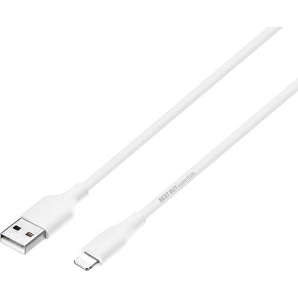 Best Buy essentials™ - 5' Lightning to USB Charge-and-Sync Cable - White - Picture 1 of 5
